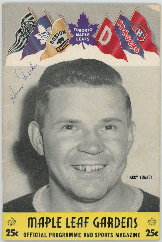 Toronto Maple Leafs Chicago Blackhawks 1953 Howie Meeker Signed Program AMCo