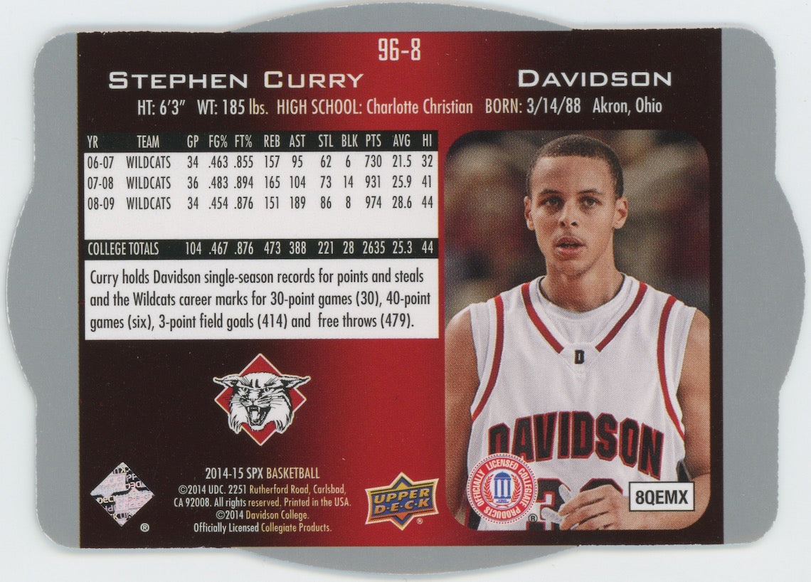 Stephen Curry 2014-15 Upper Deck SPX Davidson #96-8 Warriors Rookie RC