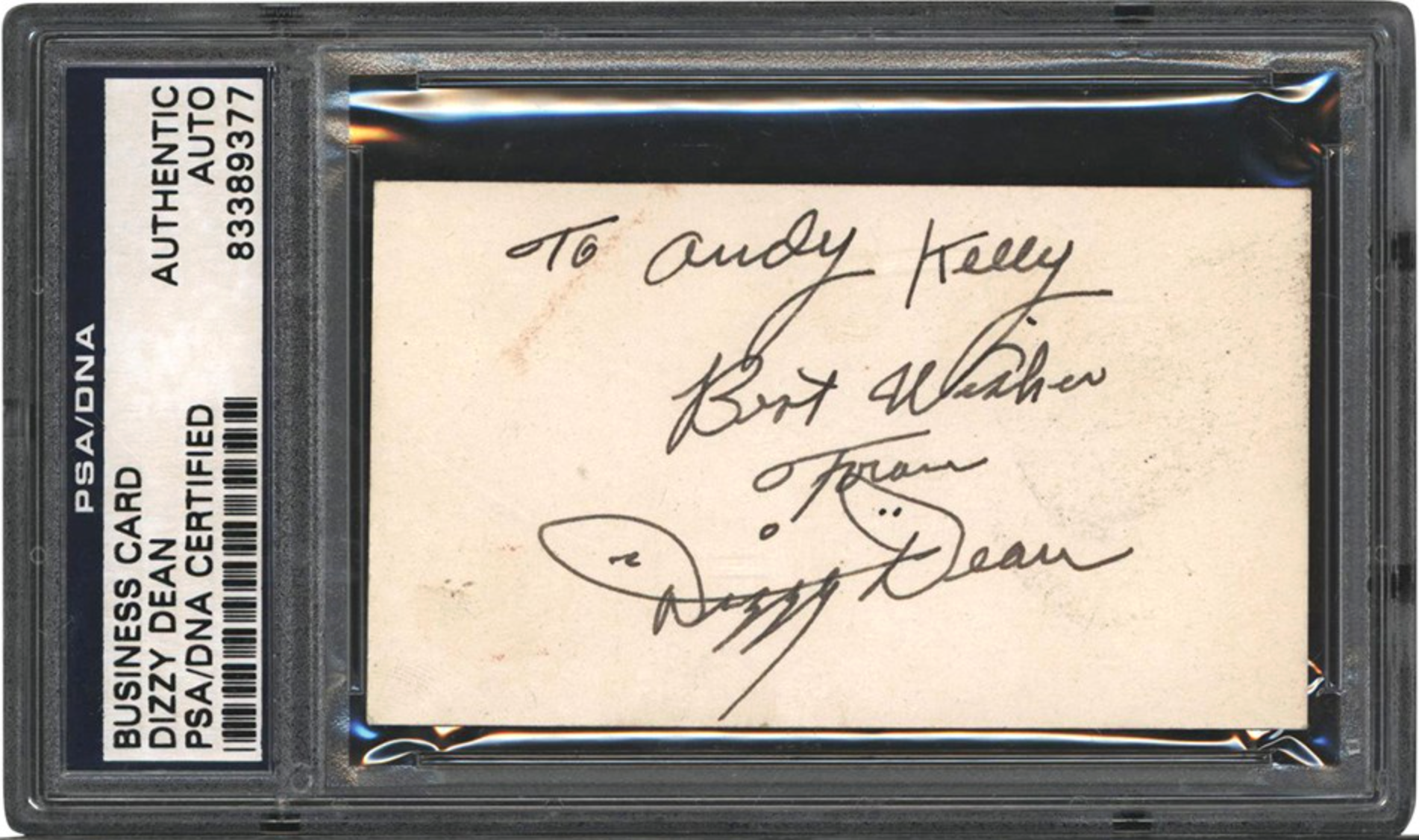 Dizzy Dean Cardinals Cubs Autographed Signed Index Card PSA