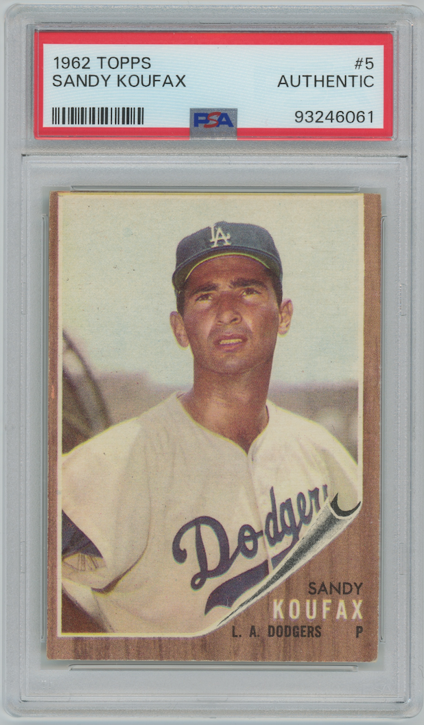 Sandy Koufax 1962 Topps #5 Los Angeles Dodgers PSA Authentic