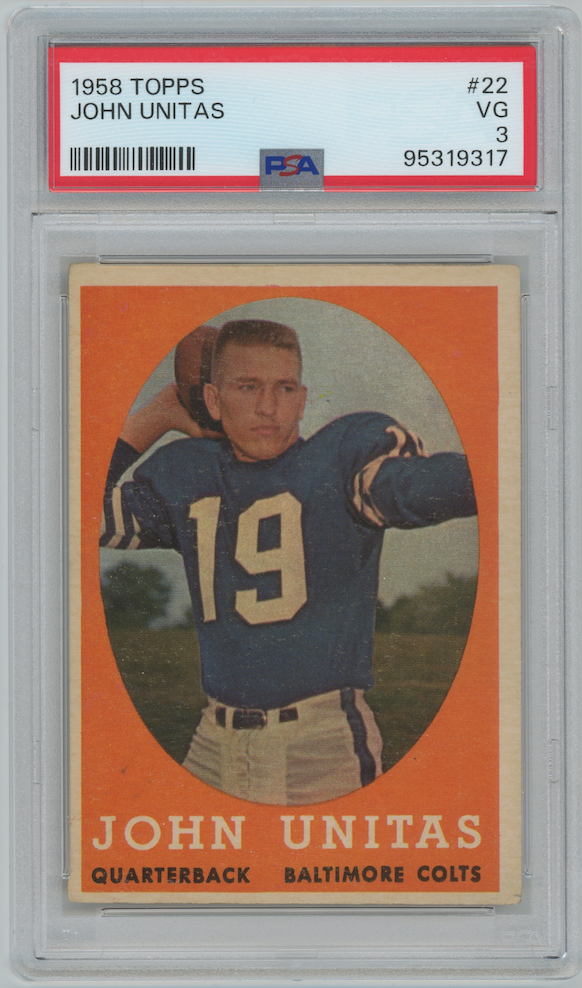 Johnny Unitas 1958 Topps #22 Baltimore Colts PSA 3
