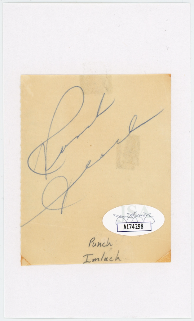 Punch Imlach Toronto Maple Leafs Autographed Signed Index Card JSA COA