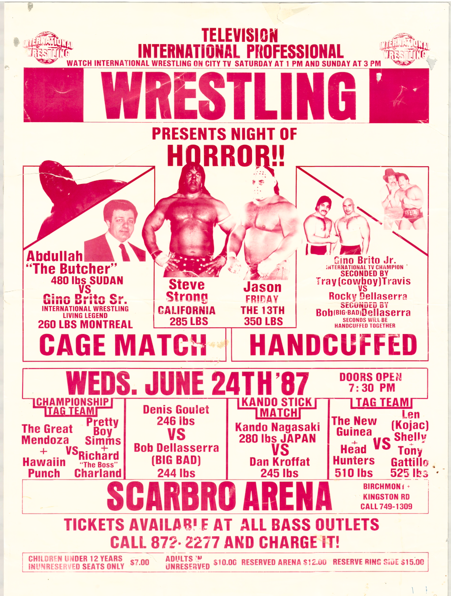 Wrestling 1987 Vintage Original Night Of Horror Toronto Poster AMCo