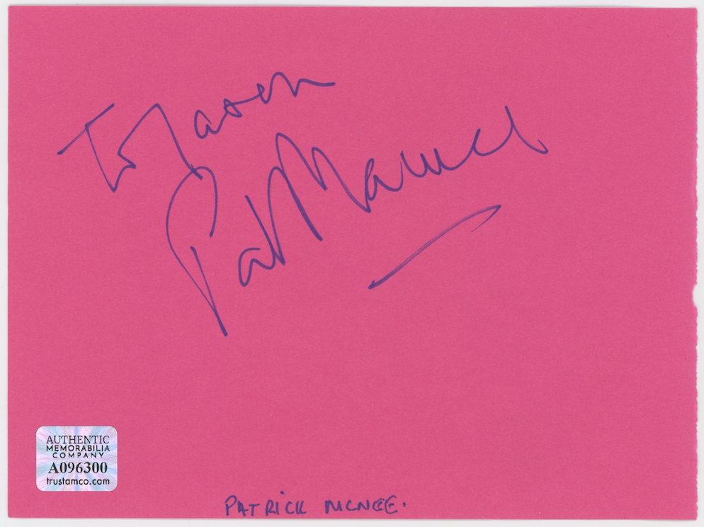Charles Aznavour & Patrick Macnee Autographed Signed Album Page AMCo COA