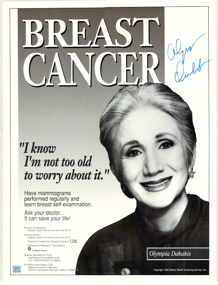 Olympia Dukakis Autographed Signed Breast Cancer Awareness Poster AMCo COA