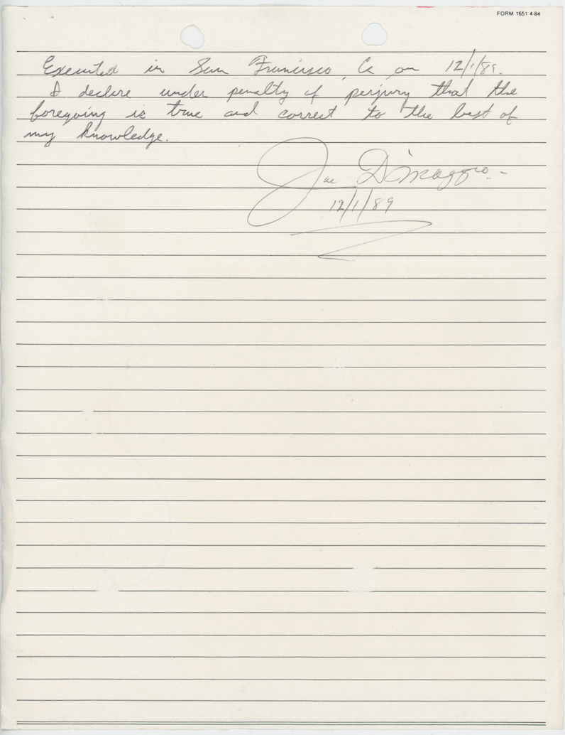 Joe DiMaggio New York Yankees Autographed Signed Note Page AMCo COA