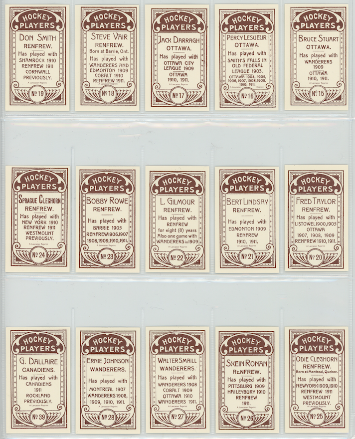 1911 C55 Lancaster Reprint Vintage Hockey Set Of 44 Out Of 45 Card Set