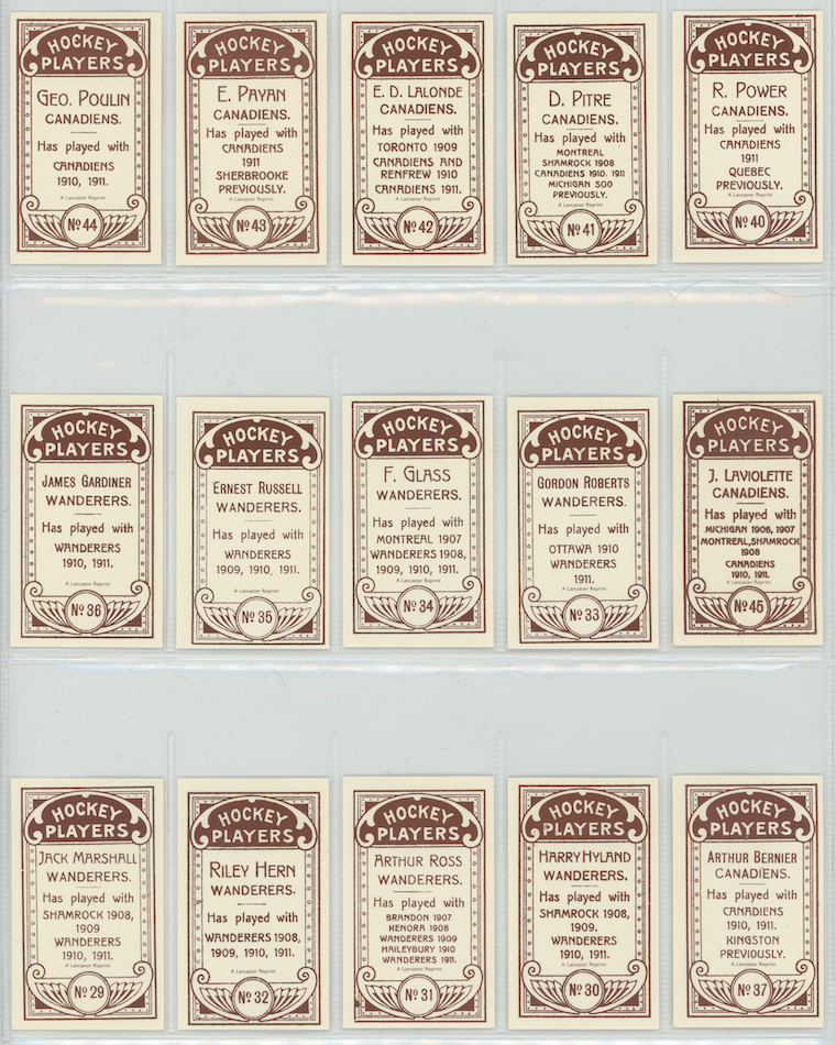 1911 C55 Lancaster Reprint Vintage Hockey Set Of 44 Out Of 45 Card Set