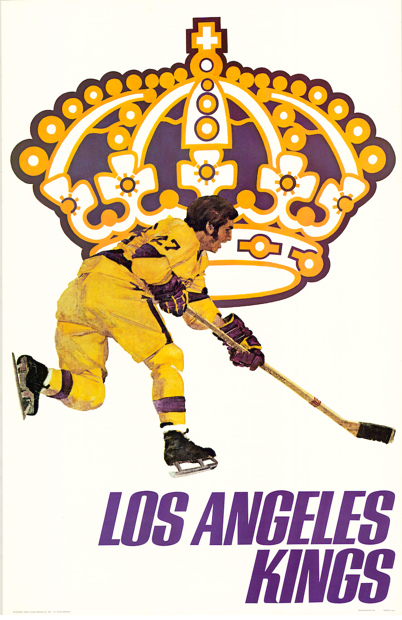 Los Angeles Kings Vintage Original 1970s SportsGraphics Purple & Gold Poster