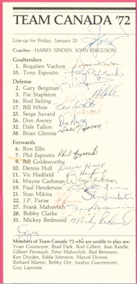 1972 Team Canada Hockey Autographed Signed Photo Program Display AMCo LOA