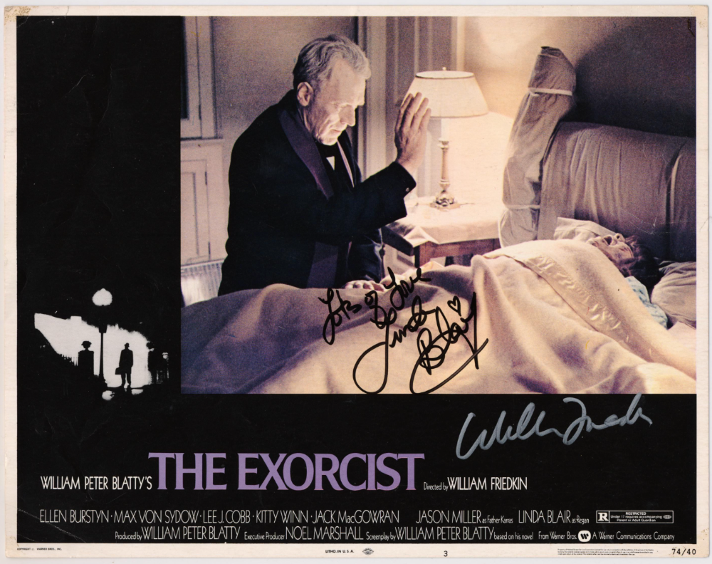 William Friedkin & Linda Blair The Exorcist Autographed Signed Lobby Card Photo AMCo LOA