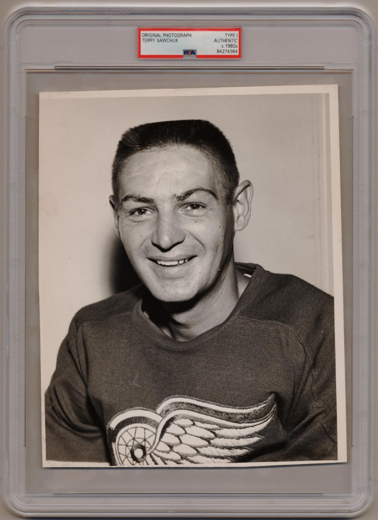 Terry Sawchuk 1960s Detroit Red Wings Original Type 1 Photo PSA