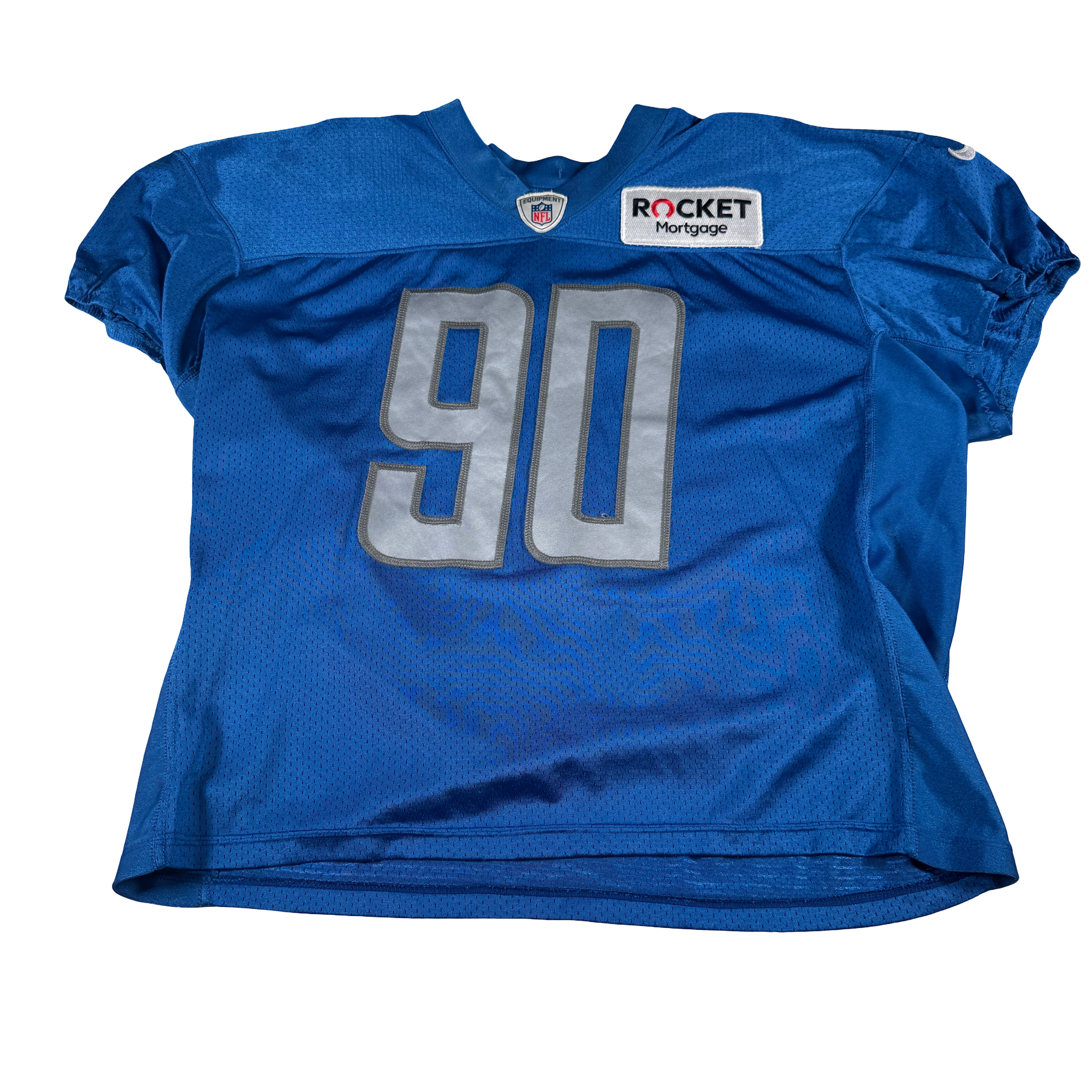 Detroit Lions #90 2024 Era White Game Worn Used Nike Practice Jersey GA