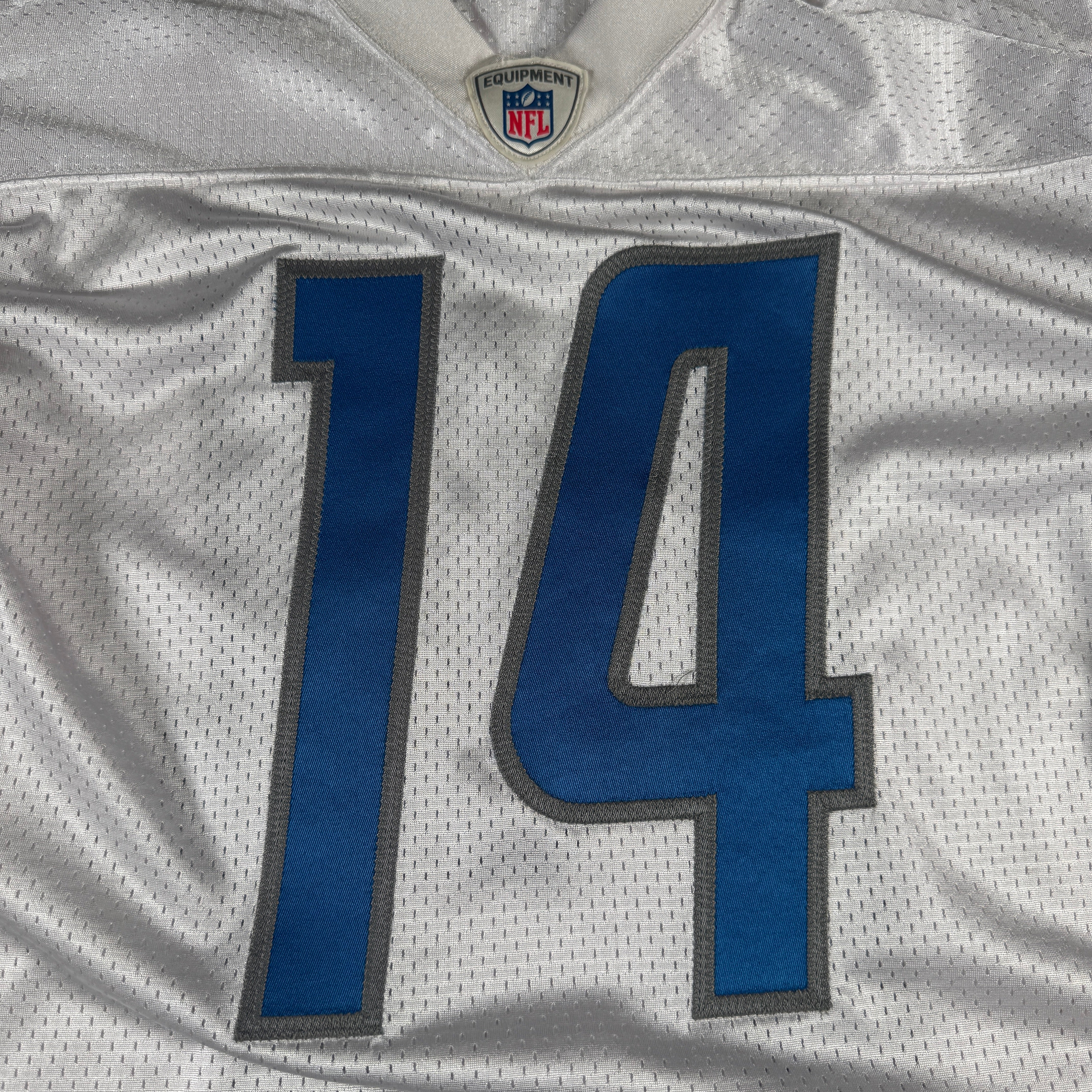 Detroit Lions #14 2024 Era White Game Worn Used Nike Practice Jersey GA