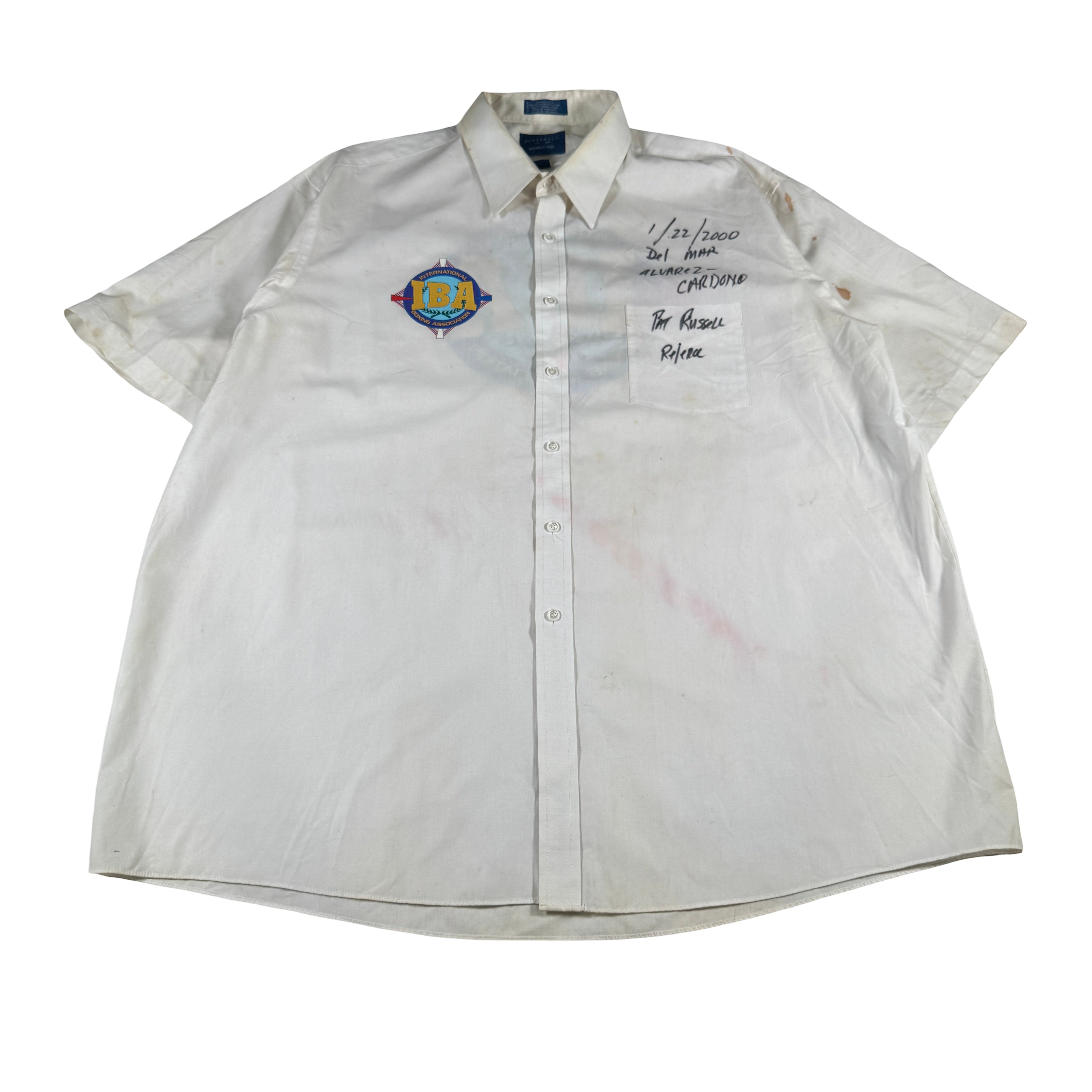 Julio Alvarez vs Israel Cardona Boxing Referee Pat Russell Ring Worn Used Shirt AMCo LOA