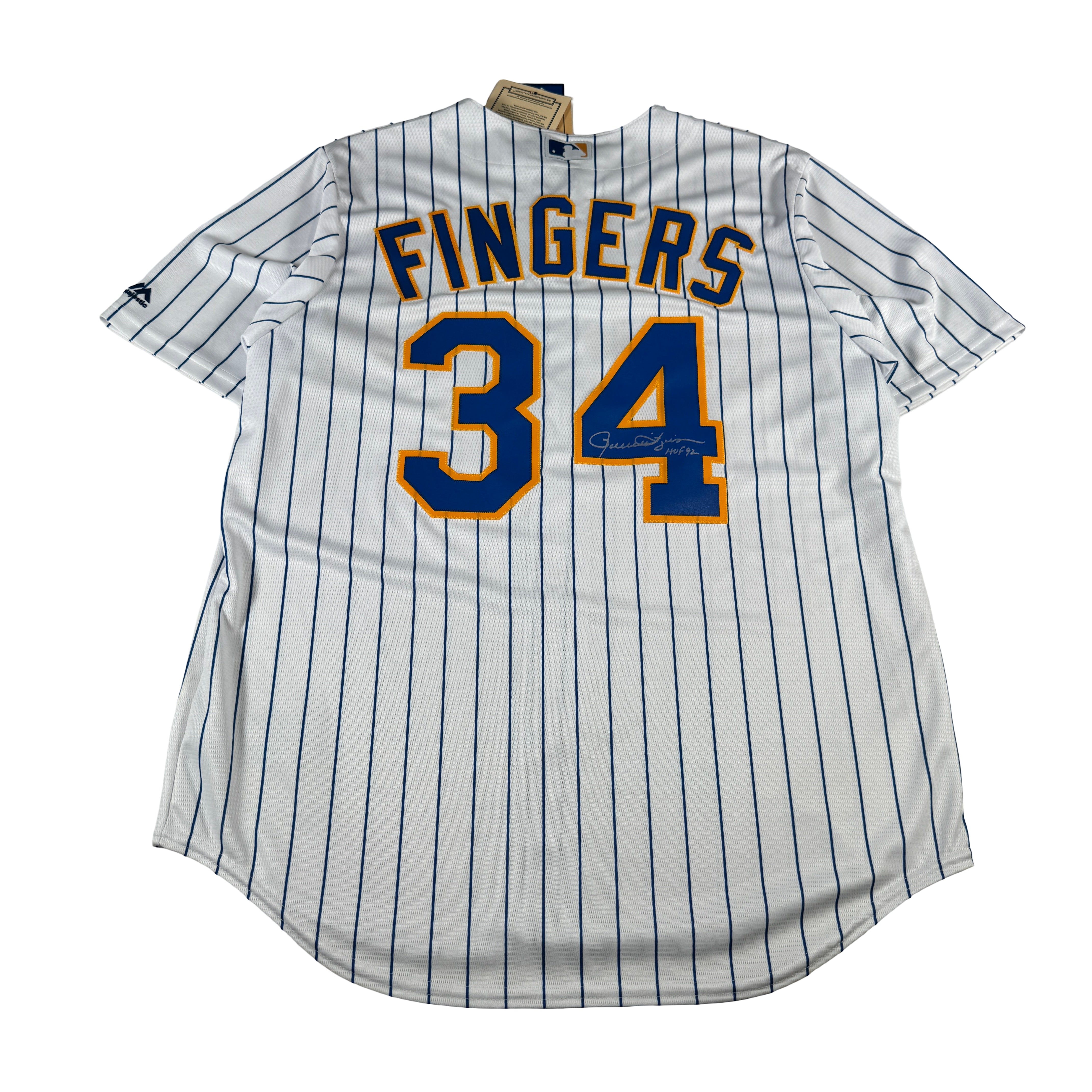 Rollie Fingers Milwaukee Brewers Autographed Signed Majestic Jersey AMCo COA