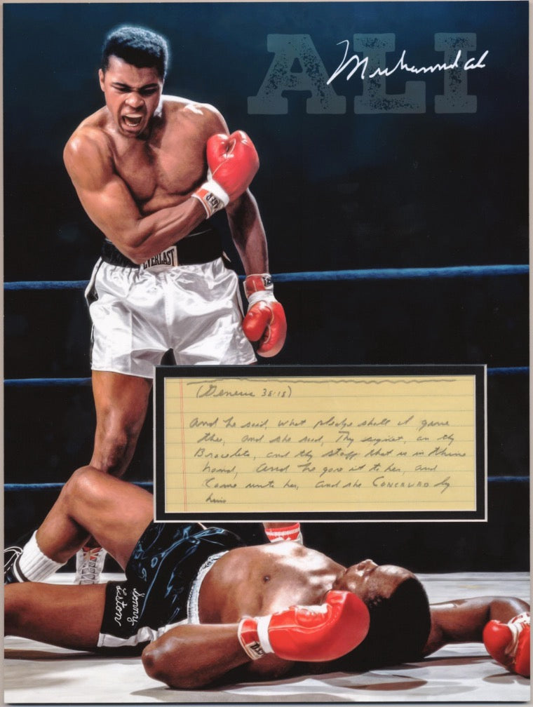 Muhammad Ali Matted Handwritten Autograph Bible Passage Display AMCo COA