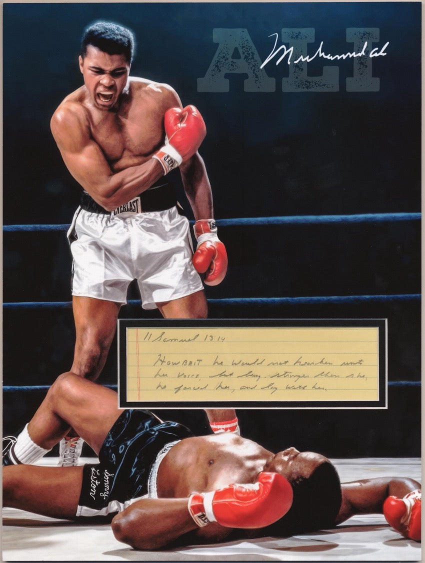 Muhammad Ali Matted Handwritten Autograph Bible Passage Display AMCo COA