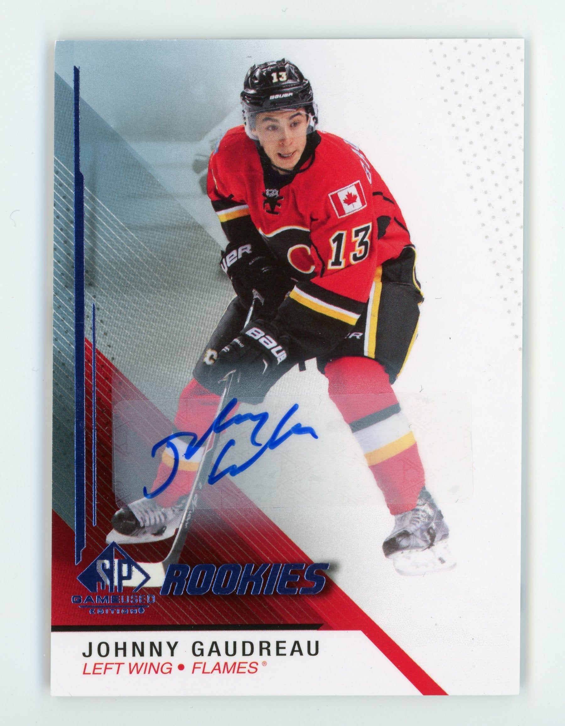 Johnny Gaudreau 2014 Upper Deck SP Game Used #171 Rookie RC Auto Flames
