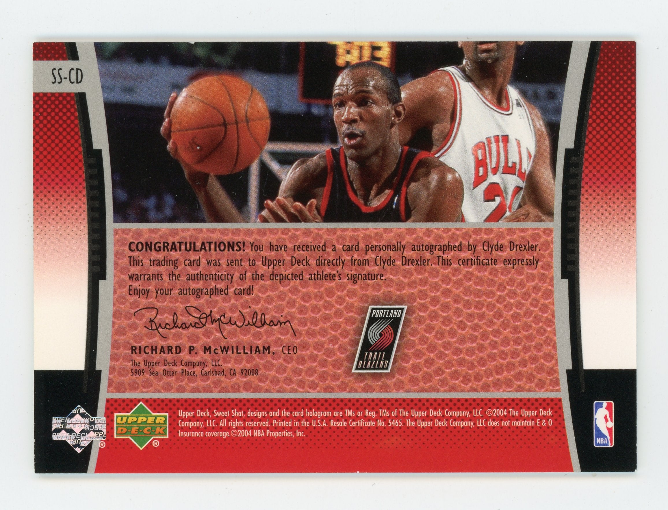 Clyde Drexler 2004-05 UD Sweet Shot Signature Shots SS-CD Auto