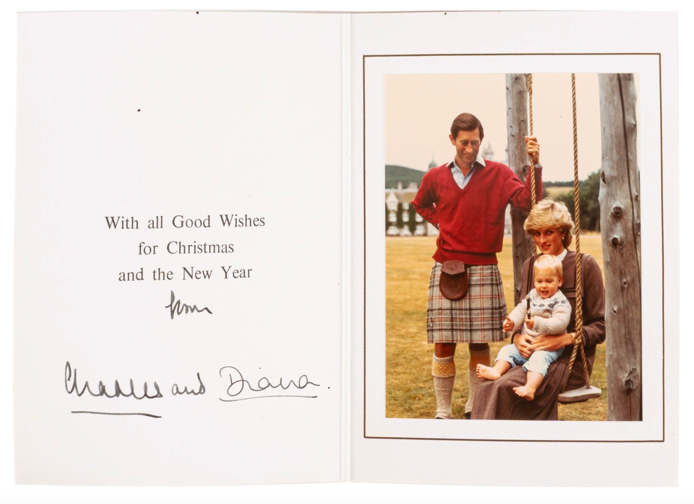 Princess Diana & King Charles Autographed Signed Original 1983 Christmas Card AMCo LOA