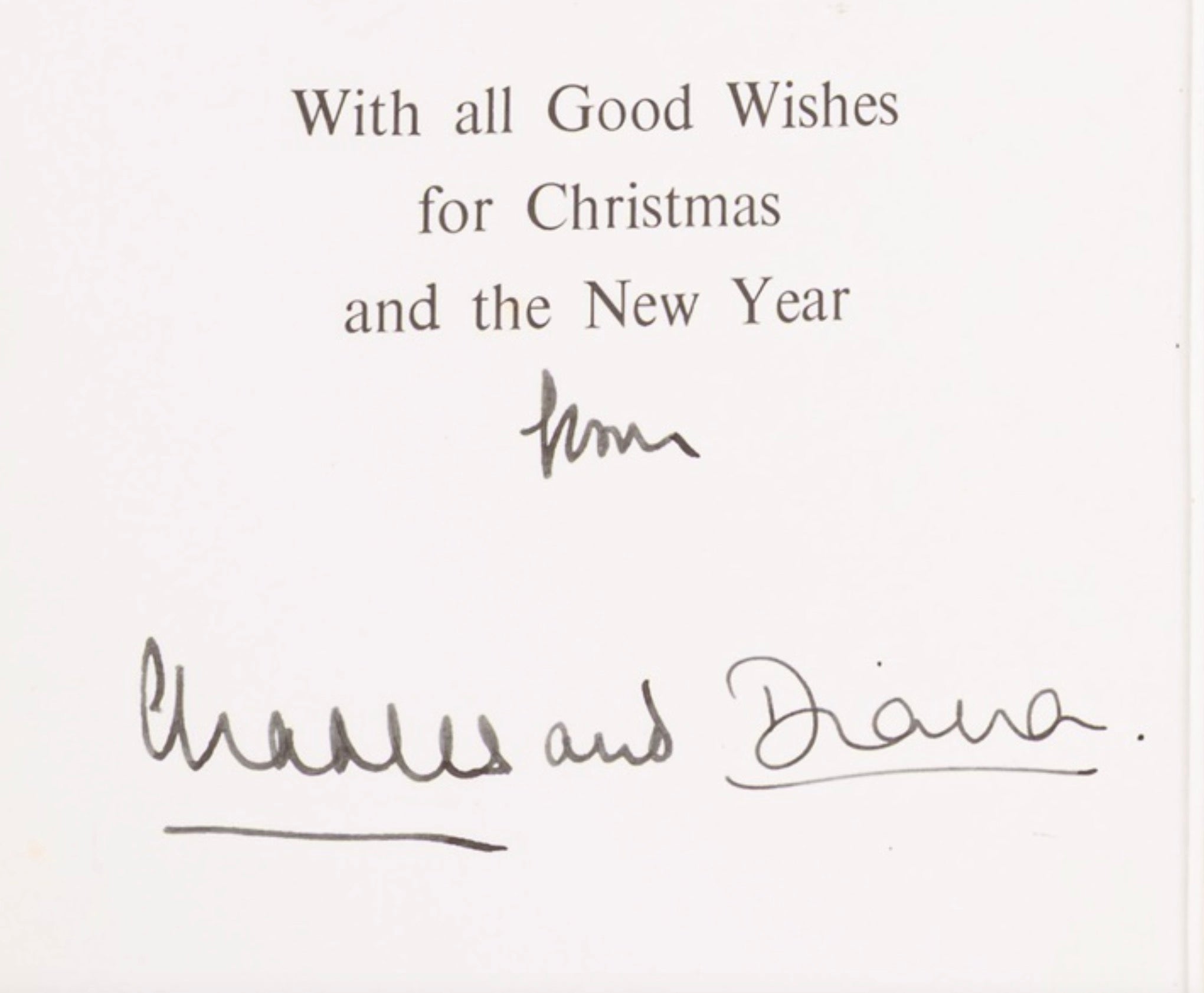 Princess Diana & King Charles Autographed Signed Original 1983 Christmas Card AMCo LOA