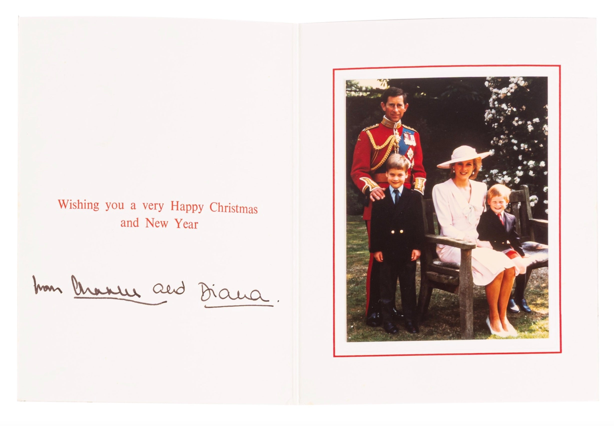 Princess Diana & King Charles Autopen Autographed Signed 1988 Christmas Card AMCo COA