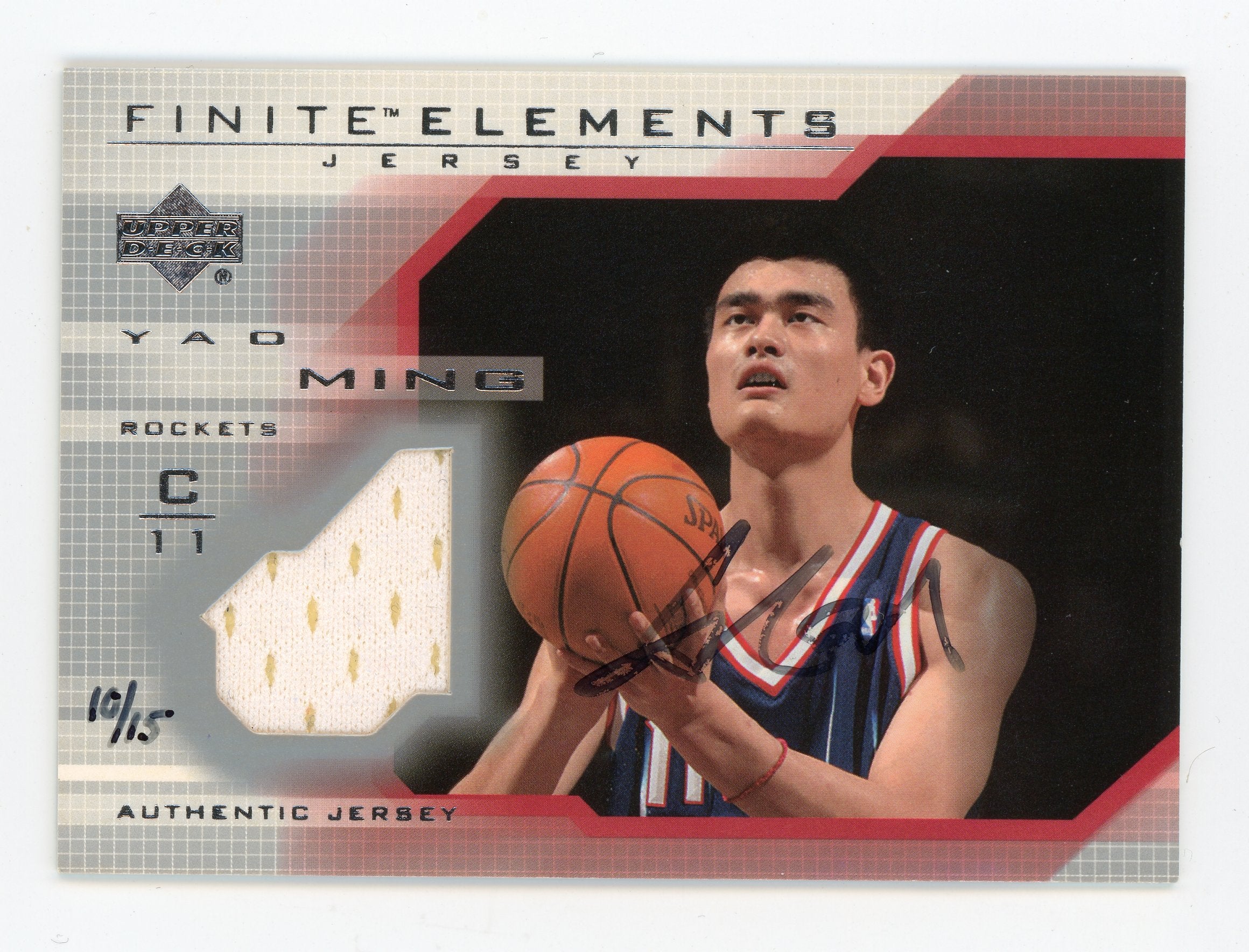 Yao Ming 2003-04 UD Finite Elements Finite Jersey Buyback Auto /15 #FJ15