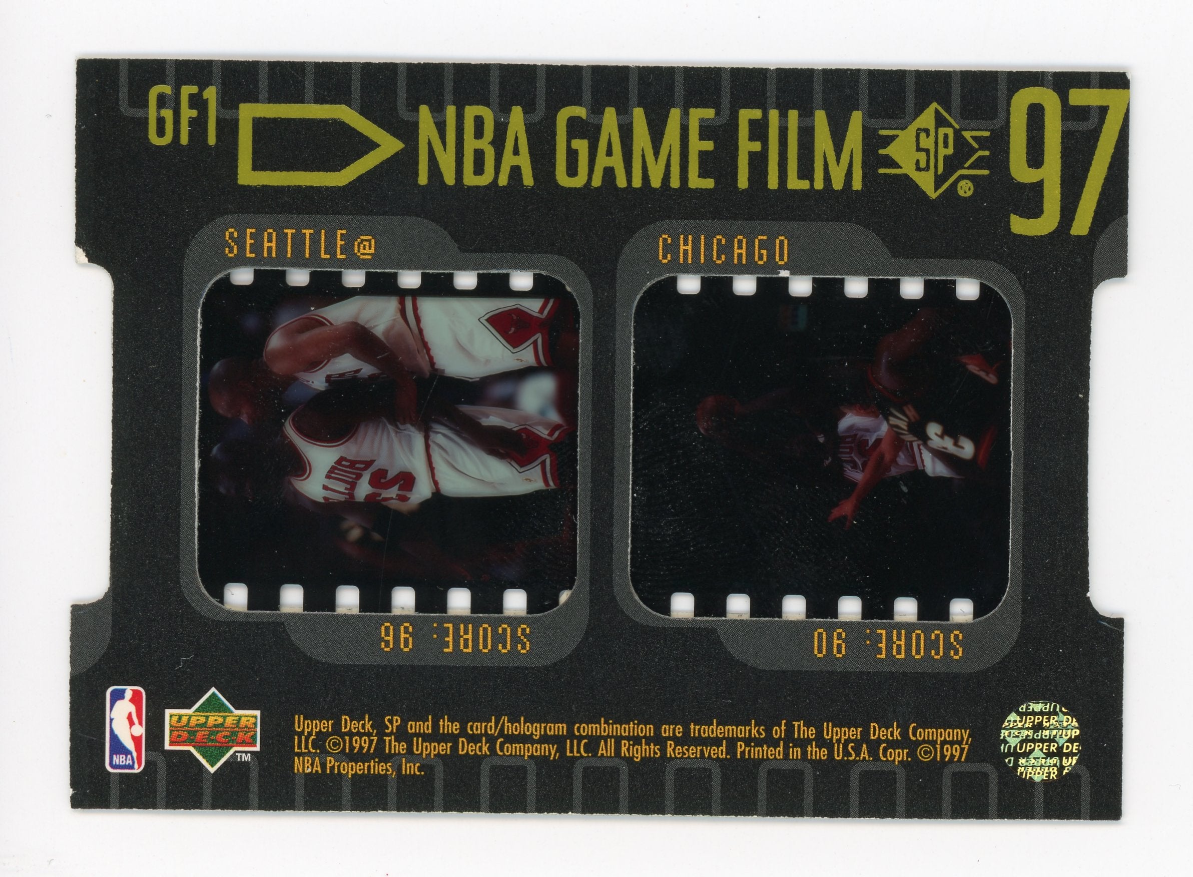 Michael Jordan 1997 UD SP NBA Game Film #GF1 Chicago Seattle