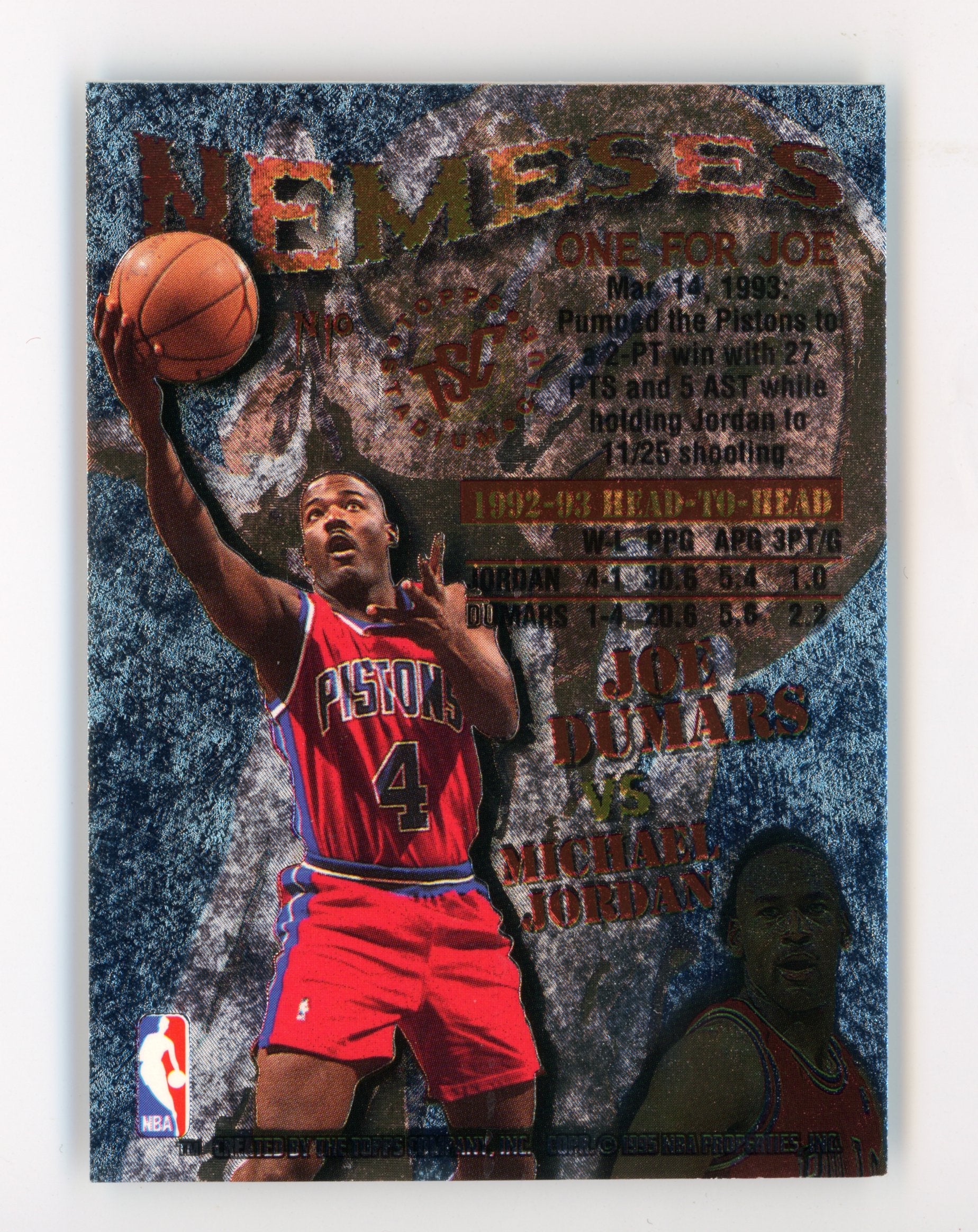 Michael Jordan & Joe Dumars 1995-96 Topps Stadium Club Nemeses #N10