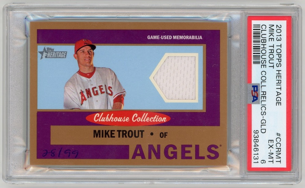 Mike Trout 2013 Topps Heritage Clubhouse Collection Relics Gold #CCRMT PSA 6