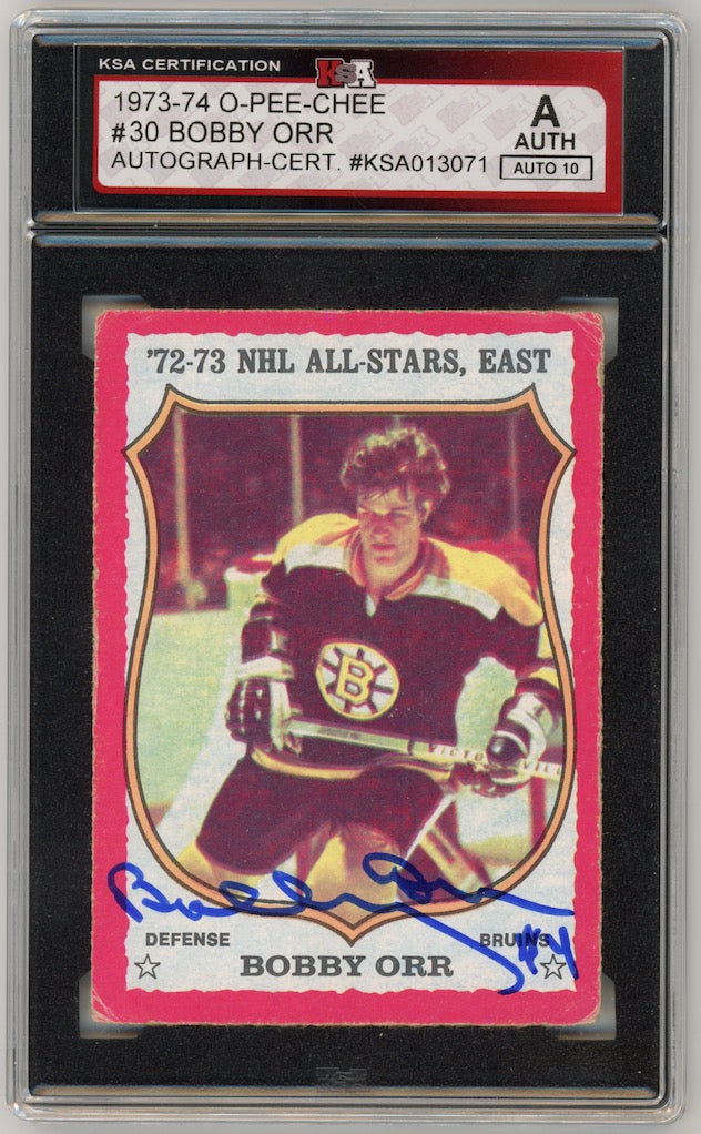 Bobby Orr 1973-74 O-Pee-Chee Signed Auto #30 Boston Bruins KSA Auth