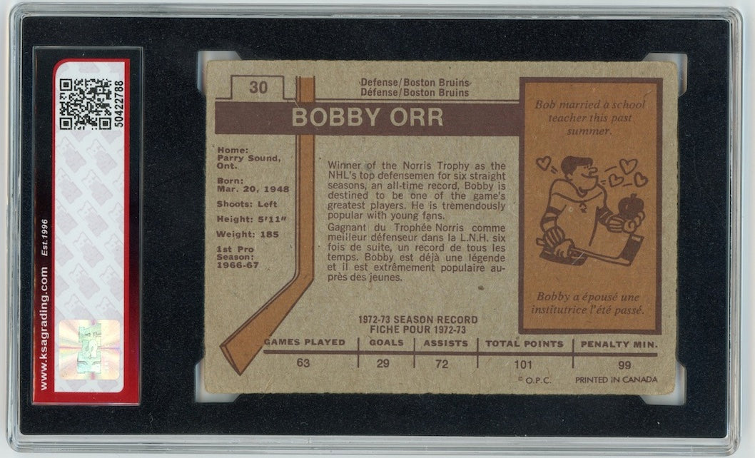 Bobby Orr 1973-74 O-Pee-Chee Signed Auto #30 Boston Bruins KSA Auth