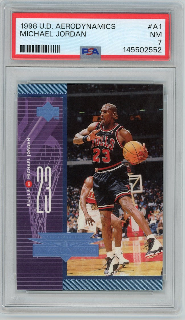 Michael Jordan 1998 Upper Deck Aerodynamics #A1 Chicago Bulls PSA 7