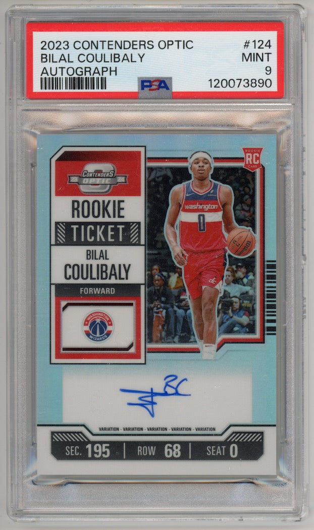Bilal Coulibaly 2023 Panini Contenders Optic Autograph #124 Wizards Card PSA 9