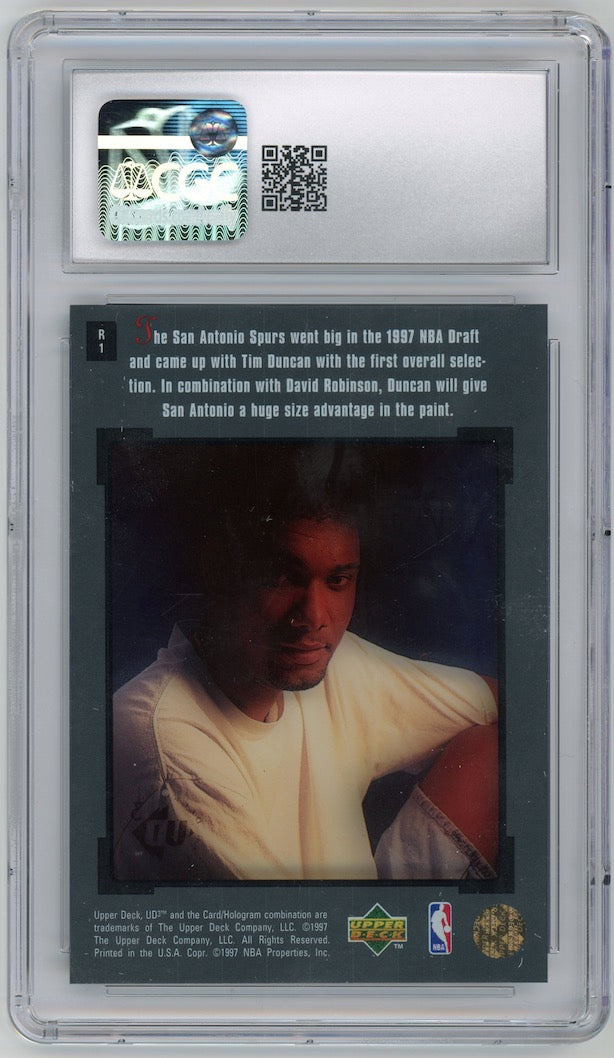Tim Duncan 1997-98 UD3 Rookie Portfolio RC #R1 San Antonio Spurs CGC 8