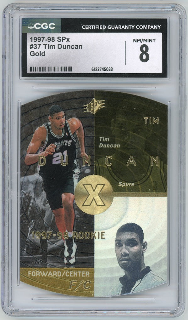 Tim Duncan 1997-98 UD SPx Gold Rookie RC #37 Spurs CGC 8