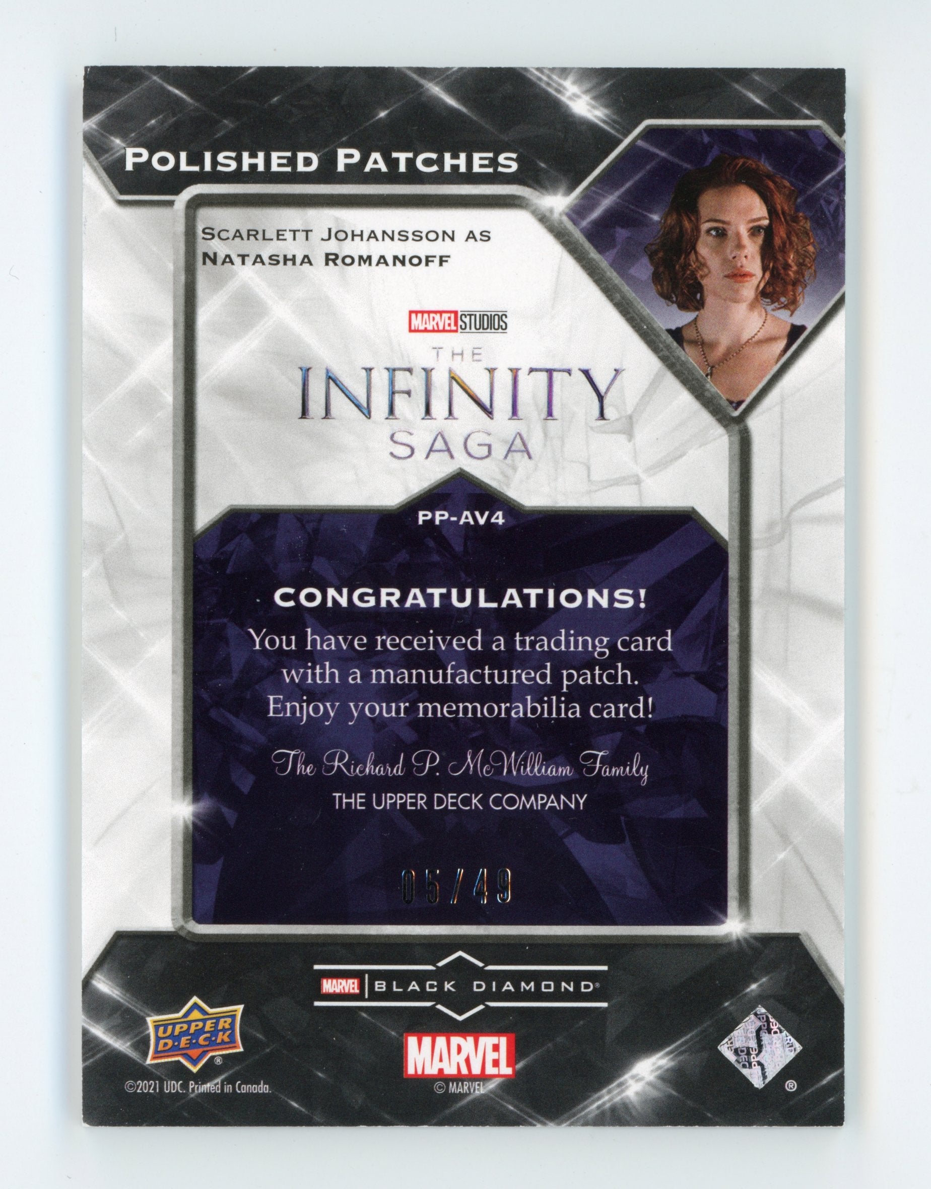 Scarlett Johansson 2021 UD Black Diamond Polished Patches Avengers Natasha Romanoff /49