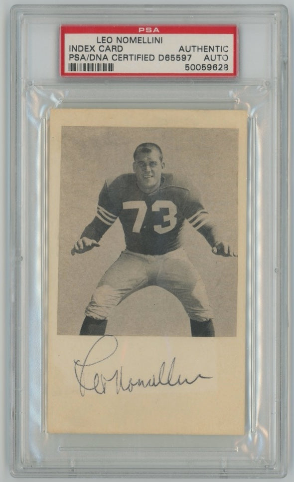 Leo Nomellini San Francisco 49ers Autographed Signed Index Card PSA