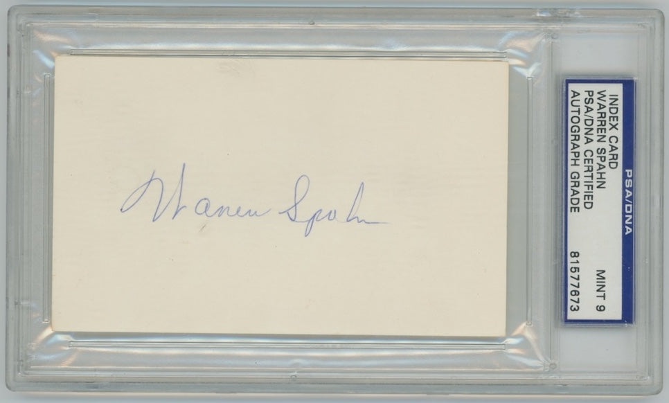 Warren Spahn Atlanta Braves Autographed Signed Index Card PSA