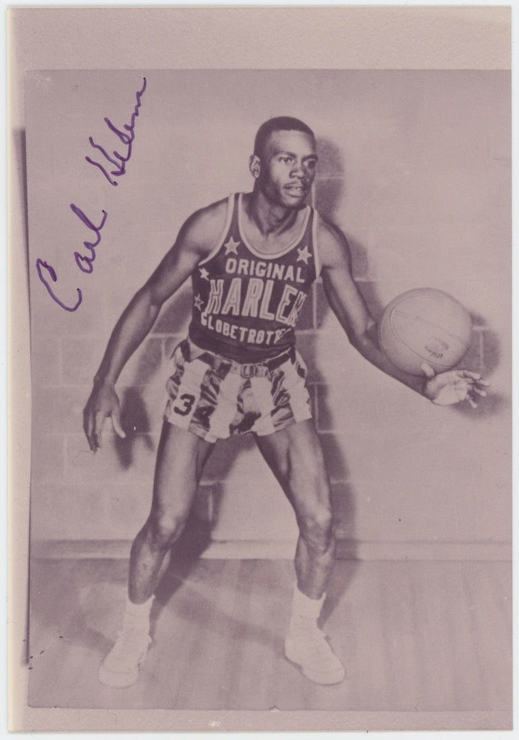 Carl Helem Harlem Globetrotters Autographed Signed Photo AMCo COA