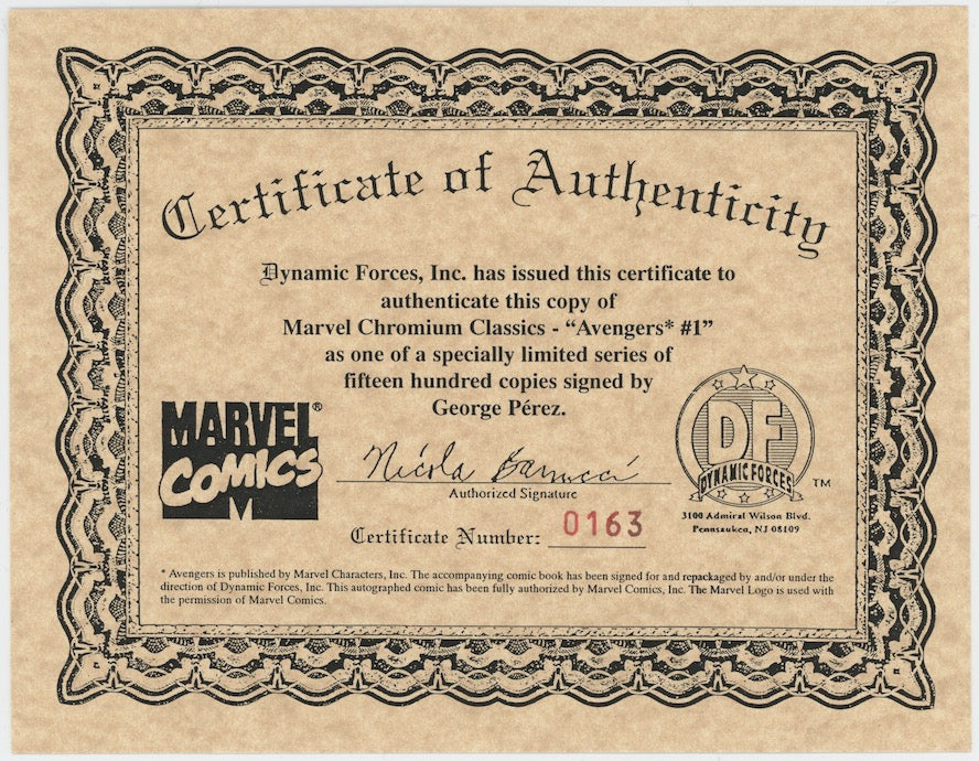 Avengers Chromium George Perez Autographed Signed Comic Book DF COA
