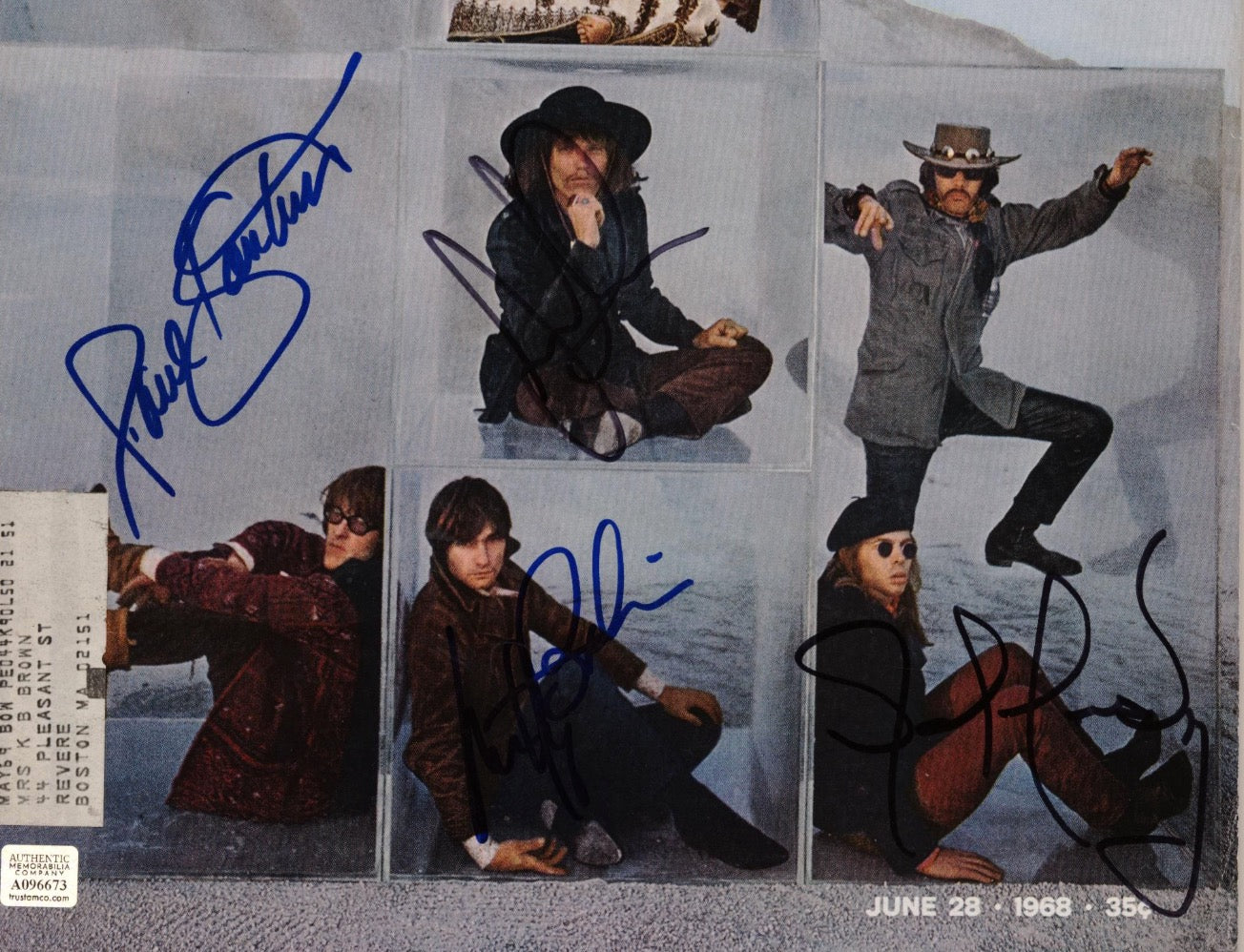 Jefferson Airplane Band Autographed Signed LIFE Magazine AMCo COA