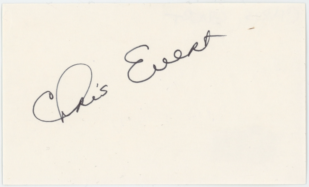 Chris Evert Tennis Legend Autographed Signed Index Card Beckett BAS