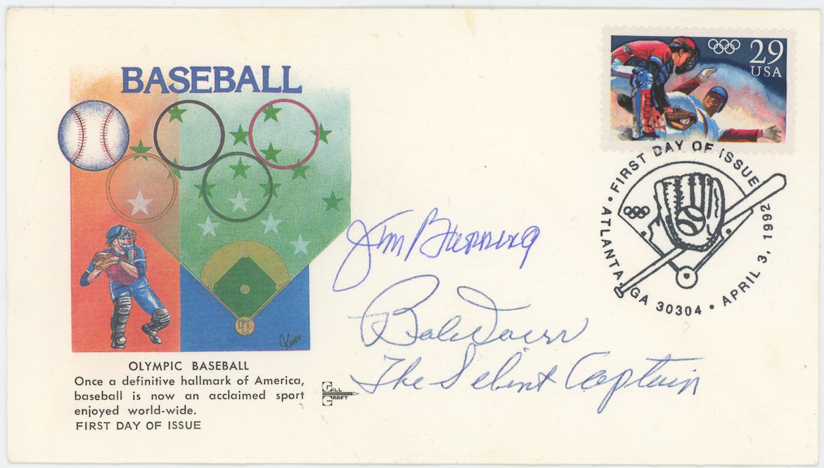 Jim Bunning & Silent Captain Bobby Doerr Autographed Signed Envelope AMCo COA