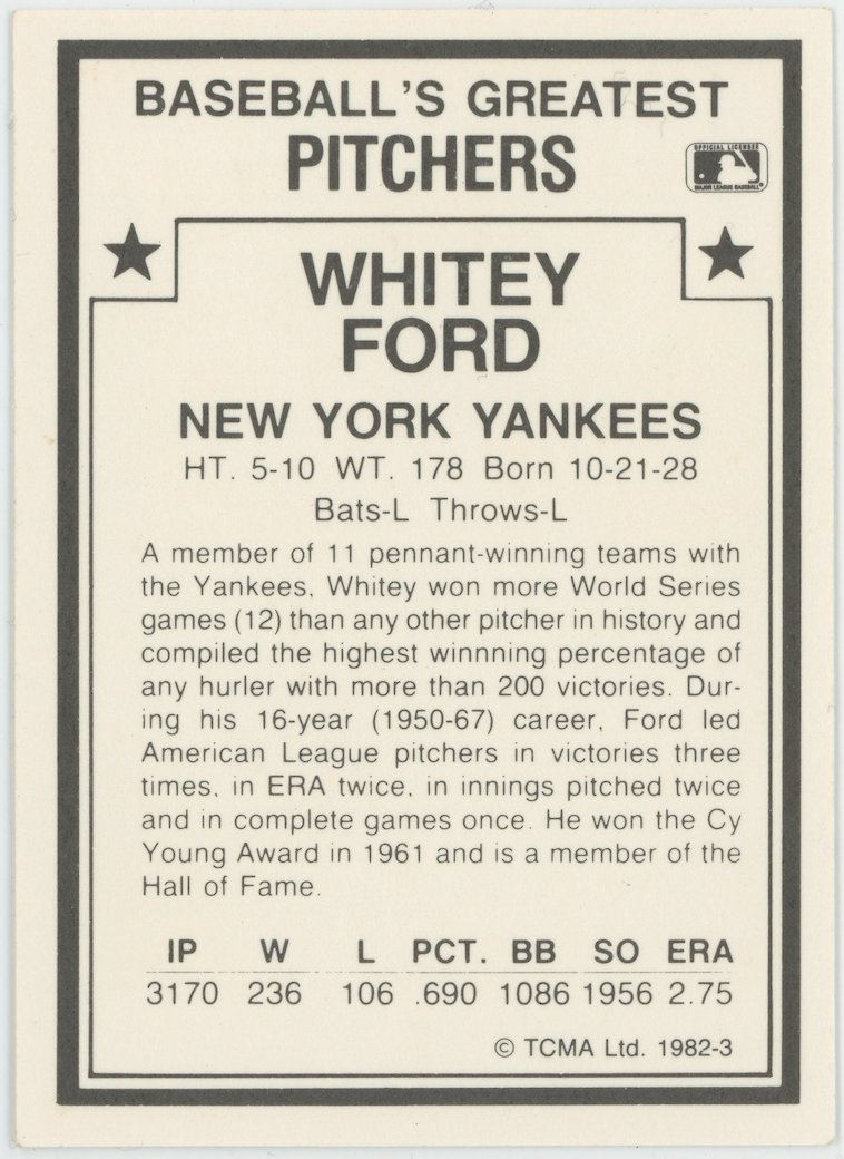 Whitey Ford Auto Signed 1982-83 TCMA Baseball's Greatest Yankees Card