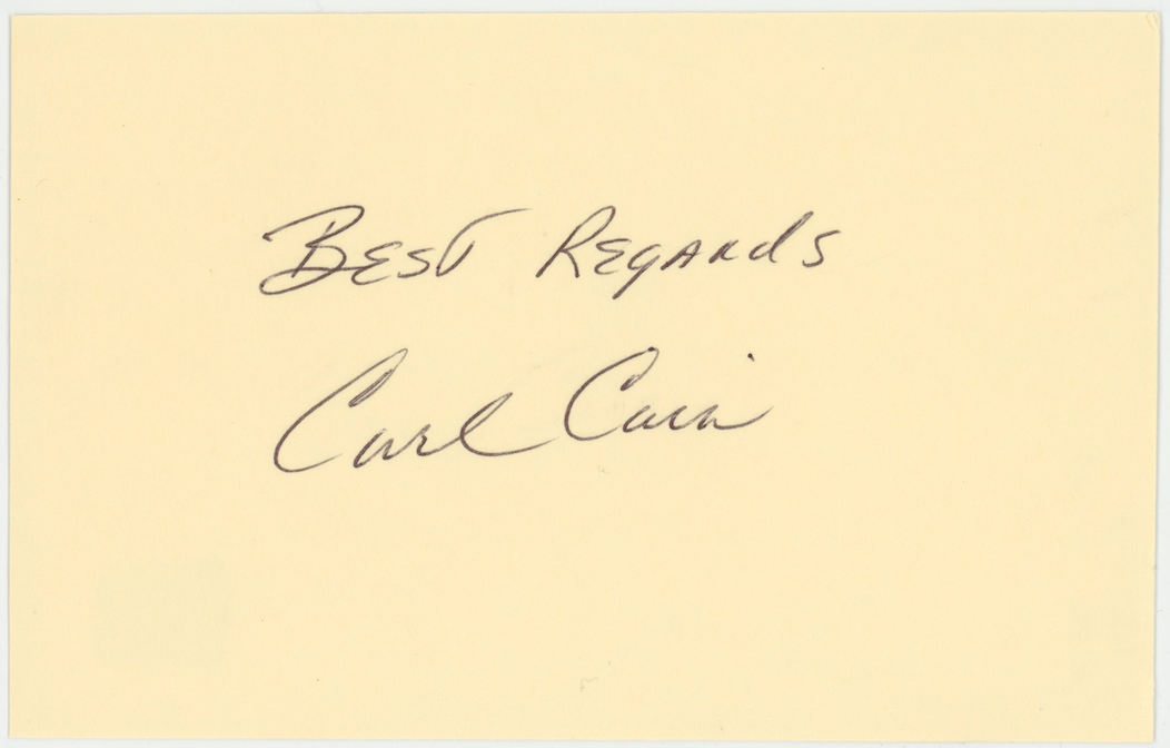 Carl Cain Iowa Hawkeyes Autographed Signed Index Card AMCo COA
