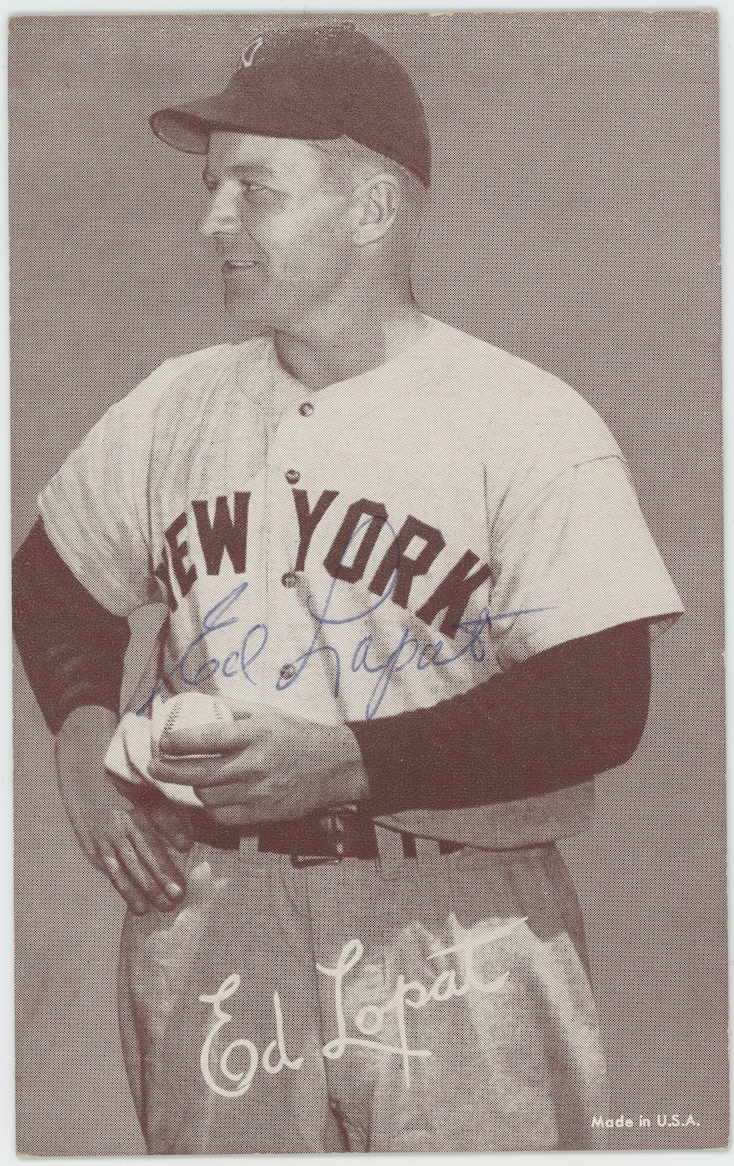 Ed Lopat Autographed Signed Vintage Exhibit Card AMCo COA