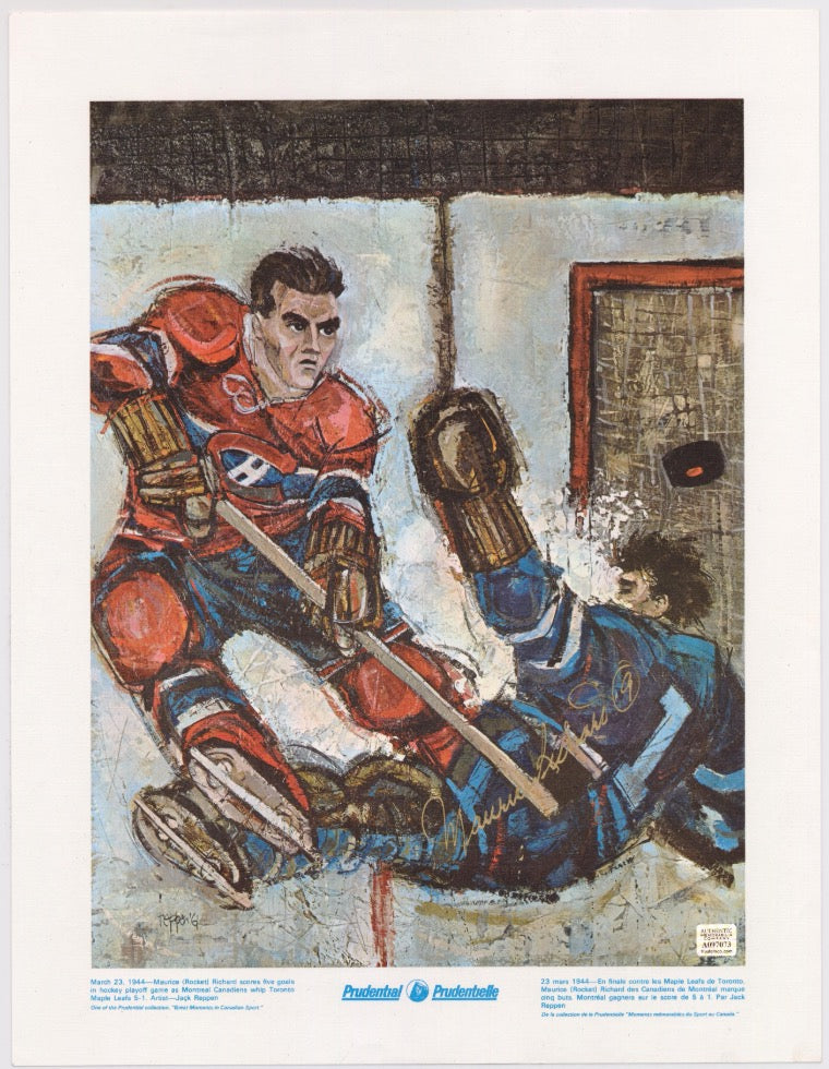 Maurice Richard Montreal Canadiens Autographed Signed Lithograph Photo AMCo COA