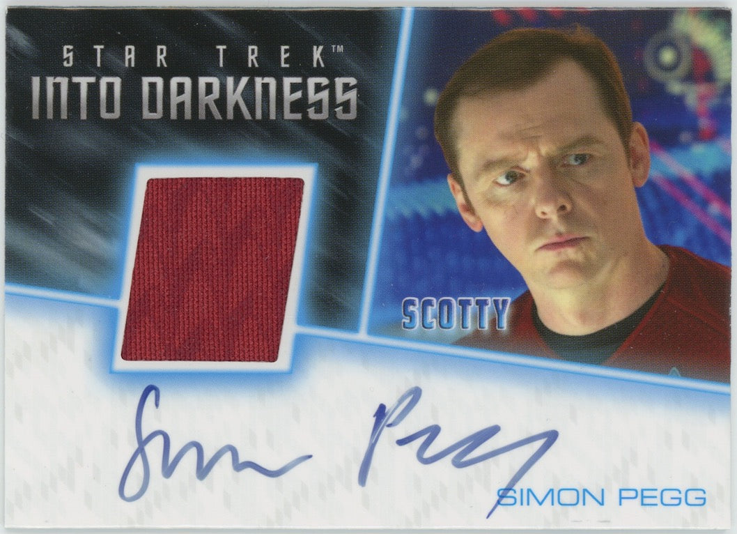Simon Pegg 2013 Star Trek Rittenhouse Into Darkness Costume Relic Auto